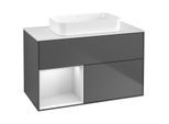 Villeroy und Boch Finion Waschtischunterschrank G651MTGK 100x60,3x50,1cm, Regal links White matt lacquer, Anthracite matt