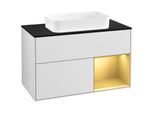 Villeroy und Boch Finion Waschtischunterschrank F662HFMT 100x60,3x50,1cm, Regal rechts Gold matt, White matt lacquer