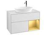 Villeroy und Boch Finion Waschtischunterschrank G901HFMT 100cm, Abdeckplatte white matt, Emotion, Regale Gold matt lacquer, White matt lacquer