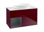 Villeroy und Boch Finion Waschtischunterschrank GA11HGHB 100cm, Abdeckplatte white matt, Emotion, Regale Midnight matt lacquer, Peony Matt
