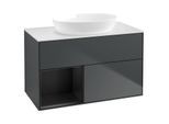 Villeroy und Boch Finion Waschtischunterschrank GA11PDHG 100cm, Abdeckplatte white matt, Emotion, Regale Black matt lacquer, Midnight Blue Matt Lacquer