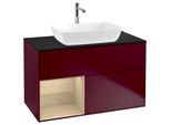 Villeroy und Boch Finion Waschtischunterschrank F772PCHB 100cm, Abdeckplatte black matt, Regale Oak Veneer, Peony Matt