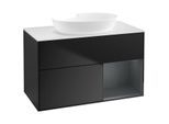 Villeroy und Boch Finion Waschtischunterschrank FA21HGPD 100cm, Abdeckplatte white matt, Regale Midnight matt lacquer, Black matt lacquer
