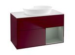 Villeroy und Boch Finion Waschtischunterschrank FA21GMHB 100cm, Abdeckplatte white matt, Regale Olive matt lacquer, Peony Matt