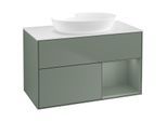 Villeroy und Boch Finion Waschtischunterschrank FA21GMGM 100cm, Abdeckplatte white matt, Regale Olive matt lacquer, Olive Matt Lacquer