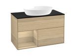 Villeroy und Boch Finion Waschtischunterschrank GA12PCPC 100cm, Abdeckplatte black matt, Emotion, Regale Oak Veneer, Oak Veneer