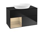 Villeroy und Boch Finion Waschtischunterschrank GA12PCPD 100cm, Abdeckplatte black matt, Emotion, Regale Oak Veneer, Black matt lacquer