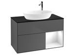 Villeroy und Boch Finion Waschtischunterschrank G902GFGK 100cm, Abdeckplatte black matt, Emotion, Regale Glossy white lacquer, Anthracite matt