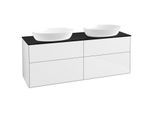 Villeroy und Boch Finion Waschtischunterschrank GA8200GF 160x60,3cm, Emotion, Abdeckplatte black matt, Glossy white lacquer