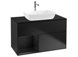 Villeroy und Boch Finion Waschtischunterschrank F772PDPD 100cm, Abdeckplatte black matt, Regale Black matt lacquer, Black matt lacquer