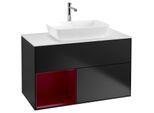 Villeroy und Boch Finion Waschtischunterschrank F771HBPD 100cm, Abdeckplatte white matt, Regale Peony matt lacquer, Black matt lacquer