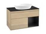 Villeroy und Boch Finion Waschtischunterschrank GA22PDPC 100cm, Abdeckplatte black matt, Emotion, Regale Black matt lacquer, Oak Veneer