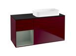 Villeroy und Boch Finion Waschtischunterschrank F682GMHB 120x60,3x50,1cm, Regal links Olive Matt Lacquer, Peony Matt