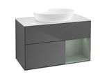 Villeroy und Boch Finion Waschtischunterschrank GA21GMGK 100cm, Abdeckplatte white matt, Emotion, Regale Olive matt lacquer, Anthracite matt