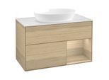 Villeroy und Boch Finion Waschtischunterschrank GA21PCPC 100cm, Abdeckplatte white matt, Emotion, Regale Oak Veneer, Oak Veneer