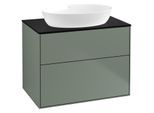 Villeroy und Boch Finion Waschtischunterschrank F99200GM 80x60,3cm, Abdeckplatte black matt, Olive Matt Lacquer