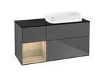 Villeroy und Boch Finion Waschtischunterschrank F682PCGK 120x60,3x50,1cm, Regal links Oak Veneer, Anthracite matt
