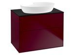 Villeroy und Boch Finion Waschtischunterschrank F99200HB 80x60,3cm, Abdeckplatte black matt, Peony Matt