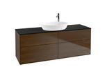 Villeroy und Boch Finion Waschtischunterschrank F97200GN 160x60,3cm, Abdeckplatte black matt, Walnut veneer