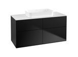 Villeroy und Boch Finion Waschtischunterschrank G67100PD 120x60,3x50,1cm, Glass White Matt, Black matt lacquer