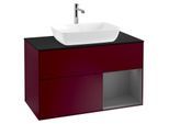 Villeroy und Boch Finion Waschtischunterschrank G782GKHB 100cm, Abdeckplatte black matt, Emotion, Regale Anthracite matt lacquer, Peony Matt