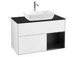 Villeroy und Boch Finion Waschtischunterschrank G782PDGF 100cm, Abdeckplatte black matt, Emotion, Regale Black matt lacquer, Glossy white lacquer
