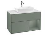 Villeroy und Boch Finion Waschtischunterschrank G781GMGM 100cm, Abdeckplatte white matt, Emotion, Regale Olive matt lacquer, Olive Matt Lacquer