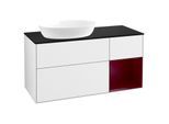 Villeroy und Boch Finion Waschtischunterschrank GA52HBGF 120cm, Abdeckplatte black matt, Emotion, Regale Peony matt lacquer, Glossy white lacquer