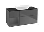 Villeroy und Boch Finion Waschtischunterschrank FA62GKGK 120cm, Abdeckplatte black matt, Regale Anthracite matt lacquer, Anthracite matt