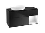 Villeroy und Boch Finion Waschtischunterschrank GA52MTPD 120cm, Abdeckplatte black matt, Emotion, Regale White matt lacquer, Black matt lacquer