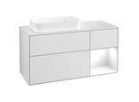Villeroy und Boch Finion Waschtischunterschrank F691GFMT 120x60,3x50,1cm, Regal rechts Glossy white lacquer, White matt lacquer