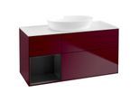Villeroy und Boch Finion Waschtischunterschrank FA61PDHB 120cm, Abdeckplatte white matt, Regale Black matt lacquer, Peony Matt