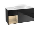 Villeroy und Boch Finion Waschtischunterschrank FA61PCPD 120cm, Abdeckplatte white matt, Regale Oak Veneer, Black matt lacquer