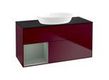 Villeroy und Boch Finion Waschtischunterschrank GA62GMHB 120cm, Abdeckplatte black matt, Emotion, Regale Olive matt lacquer, Peony Matt