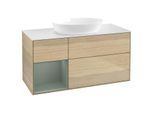Villeroy und Boch Finion Waschtischunterschrank GA61GMPC 120cm, Abdeckplatte white matt, Emotion, Regale Olive matt lacquer, Oak Veneer