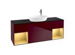 Villeroy und Boch Finion Waschtischunterschrank G982HFHB 160cm, Abdeckplatte black matt, Emotion, Regale Gold matt lacquer, Peony Matt
