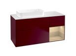 Villeroy und Boch Finion Waschtischunterschrank F691PCHB 120x60,3x50,1cm, Regal rechts Oak Veneer, Peony Matt