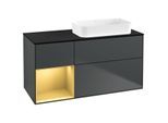 Villeroy und Boch Finion Waschtischunterschrank G682HFHG 120x60,3x50,1cm, Regal links Gold matt, Midnight Blue Matt Lacquer