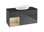 Villeroy und Boch Finion Waschtischunterschrank GA62PCHG 120cm, Abdeckplatte black matt, Emotion, Regale Oak Veneer, Midnight Blue Matt Lacquer