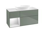 Villeroy und Boch Finion Waschtischunterschrank GA61MTGM 120cm, Abdeckplatte white matt, Emotion, Regale White matt lacquer, Olive Matt Lacquer