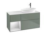 Villeroy und Boch Finion Waschtischunterschrank F921MTGM 120cm, Abdeckplatte white matt, Regale White matt lacquer, Olive Matt Lacquer