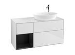 Villeroy und Boch Finion Waschtischunterschrank F921PDMT 120cm, Abdeckplatte white matt, Regale Black matt lacquer, White matt lacquer