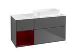 Villeroy und Boch Finion Waschtischunterschrank G681HBGK 120x60,3x50,1cm, Regal links Peony, Anthracite matt