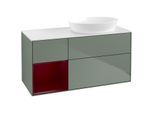 Villeroy und Boch Finion Waschtischunterschrank FA41HBGM 120cm, Abdeckplatte white matt, Regale Peony matt lacquer, Olive Matt Lacquer