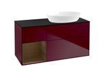 Villeroy und Boch Finion Waschtischunterschrank FA42GNHB 120cm, Abdeckplatte black matt, Regale Walnut Veneer, Peony Matt