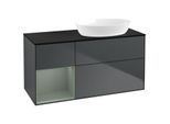 Villeroy und Boch Finion Waschtischunterschrank FA42GMHG 120cm, Abdeckplatte black matt, Regale Olive matt lacquer, Midnight Blue Matt Lacquer