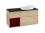 Villeroy und Boch Finion Waschtischunterschrank GA42HBPC 120cm, Abdeckplatte black matt, Emotion, Regale Peony matt lacquer, Oak Veneer
