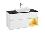 Villeroy und Boch Finion Waschtischunterschrank G832HFGF 120cm, Abdeckplatte black matt, Emotion, Regale Gold matt lacquer, Glossy white lacquer