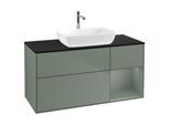 Villeroy und Boch Finion Waschtischunterschrank G832GMGM 120cm, Abdeckplatte black matt, Emotion, Regale Olive matt lacquer, Olive Matt Lacquer