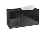 Villeroy und Boch Finion Waschtischunterschrank GA42HGPD 120cm, Abdeckplatte black matt, Emotion, Regale Midnight matt lacquer, Black matt lacquer